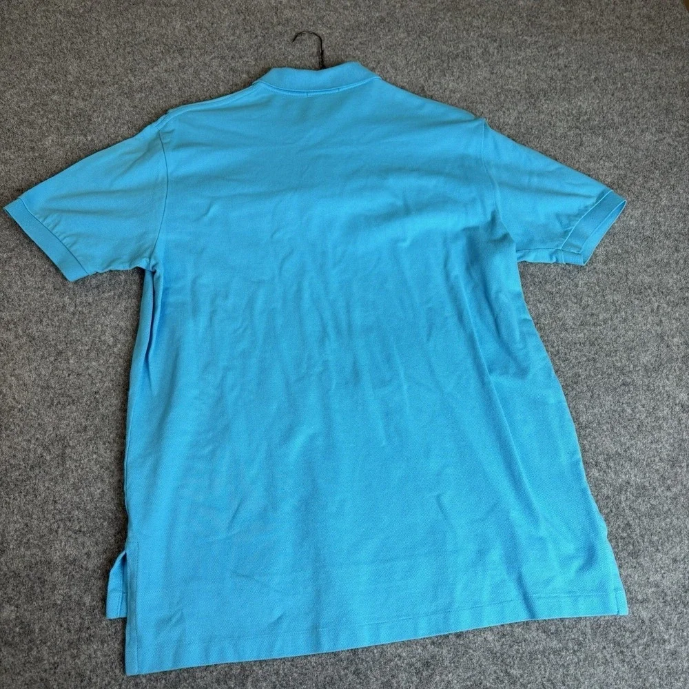 Polo Ralph Lauren Shirt Men's Large Blue Short Sleeve‎ Preppy Orange Pony Logo